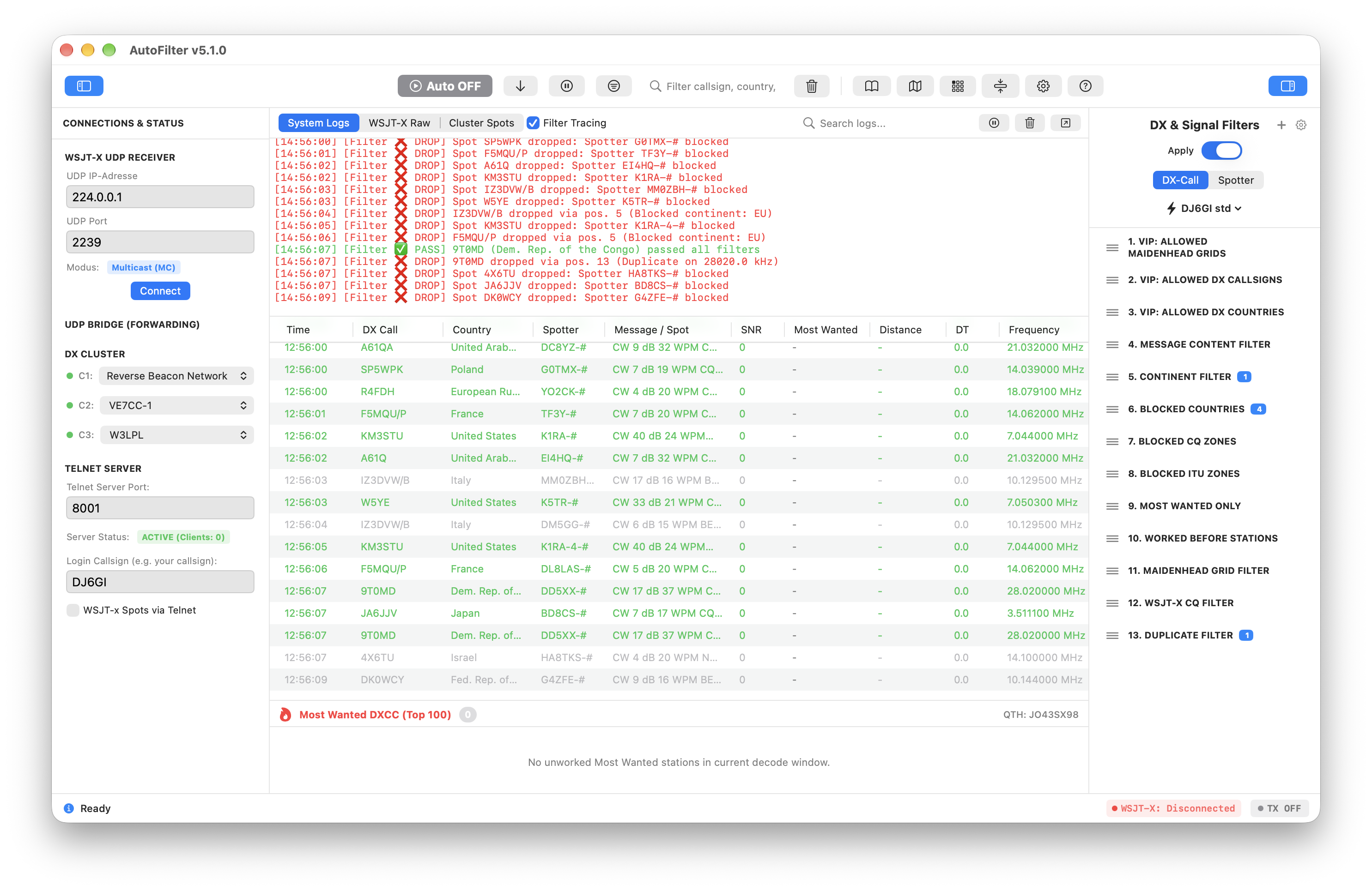 AutoFilter Hauptfenster & DX-Filter Pipeline