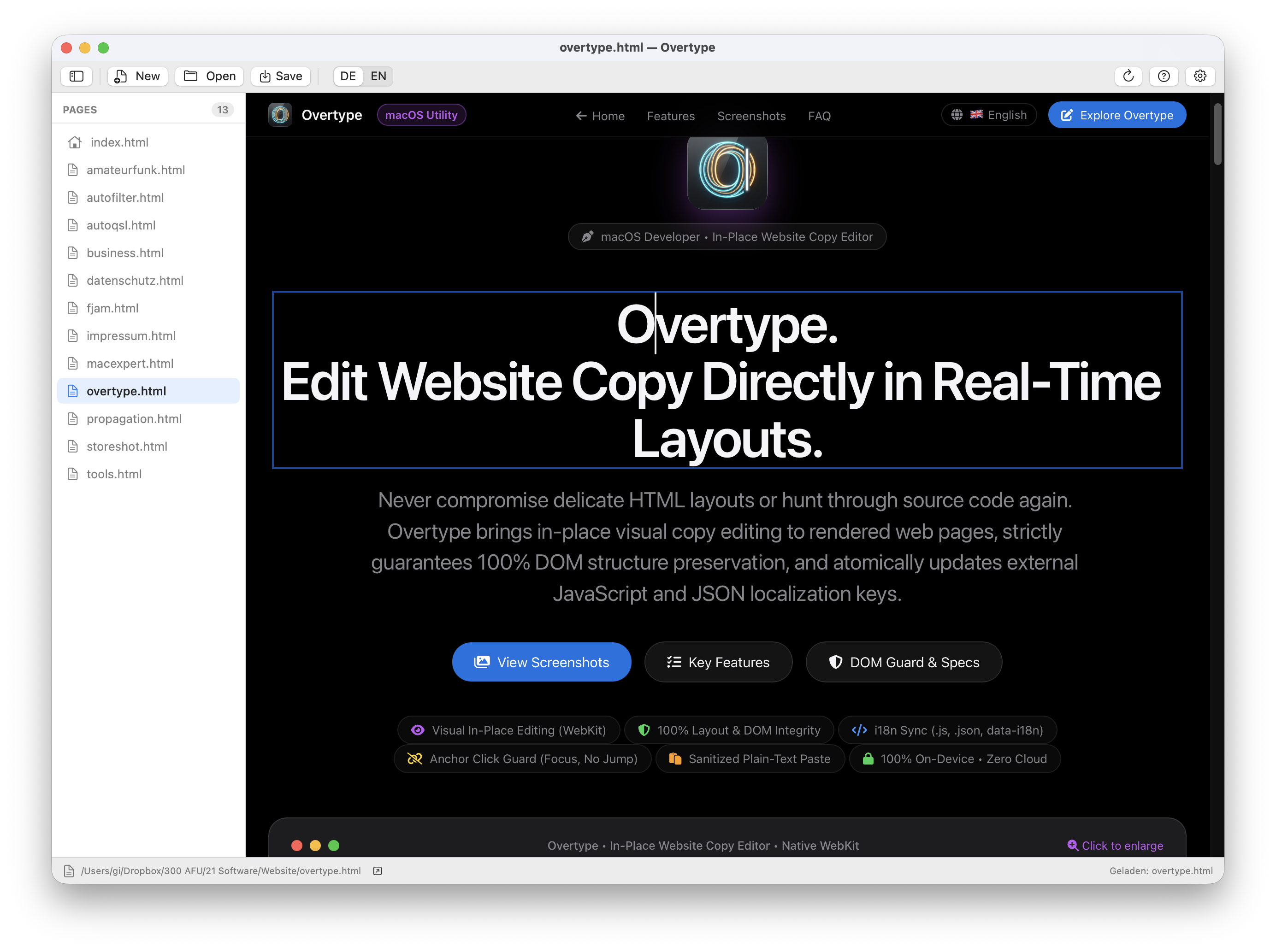 Overtype – Visuelle In-Place Bearbeitung